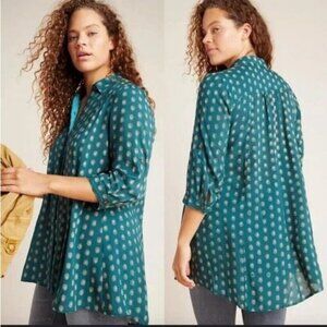 Maeve By Anthropologie Monika Button Down Tunic Top Size Small